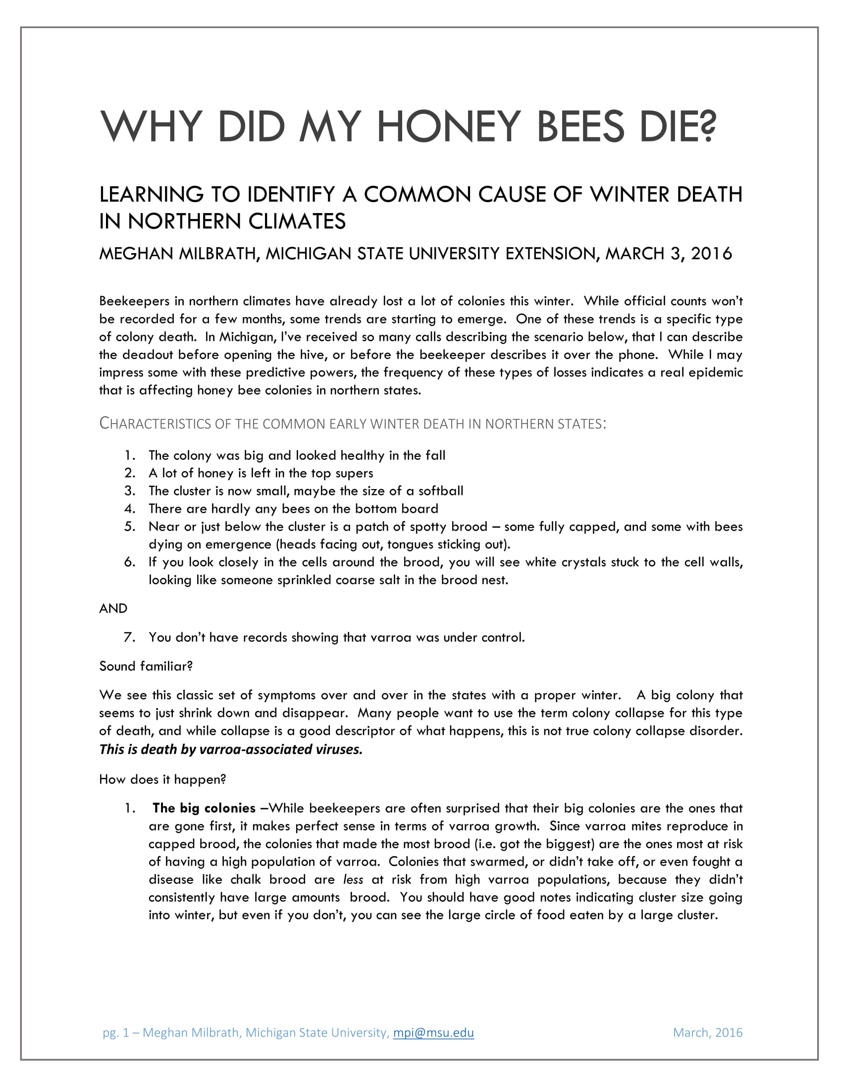 1 Why Did my Honey Bees Die this Winter Milbrath-1